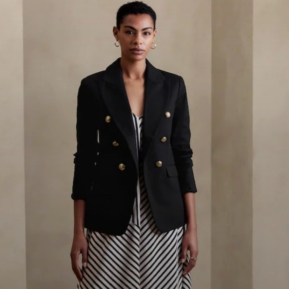 Banana Republic Factory Jackets & Blazers - Banana Republic ICON BLAZER Double Breasted Gold Button Blazer Size 12